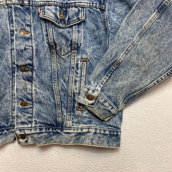 VINTAGE Levis Denim Trucker Jacket Mens XL Acid Wash 70507-0219 Made in USA - Picture 5 of 13